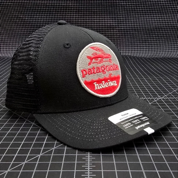 PATAGONIA HAT PATCH TRUCKER HAT-HALEIWA - BLACK W/ BLACK - Picture 2 of 8